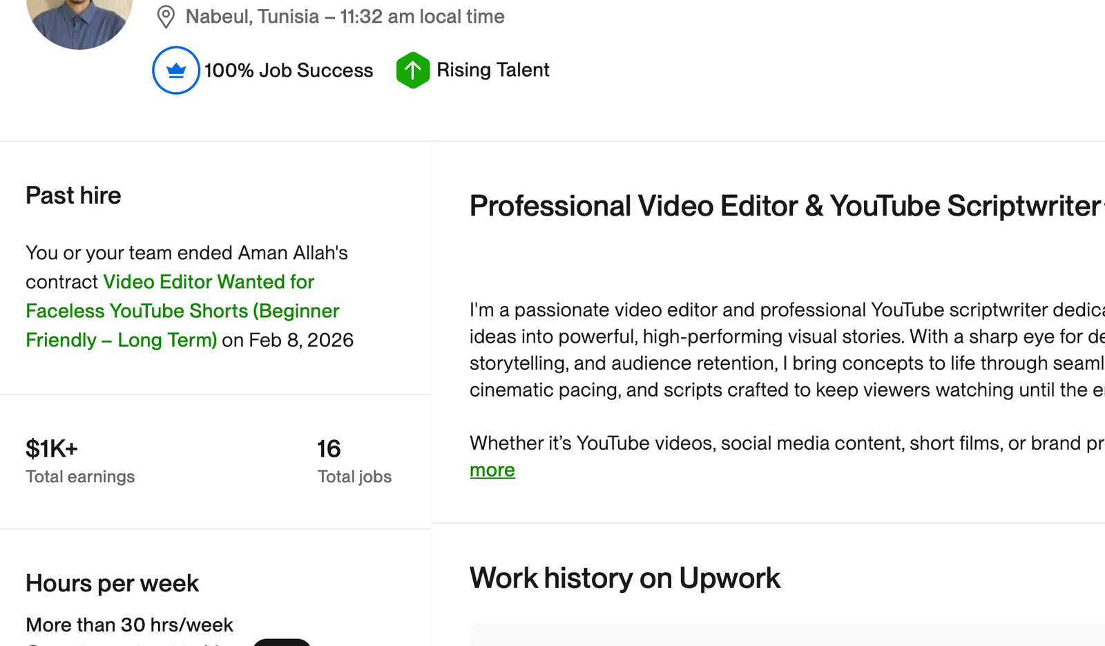 إثبات نجاح على Upwork